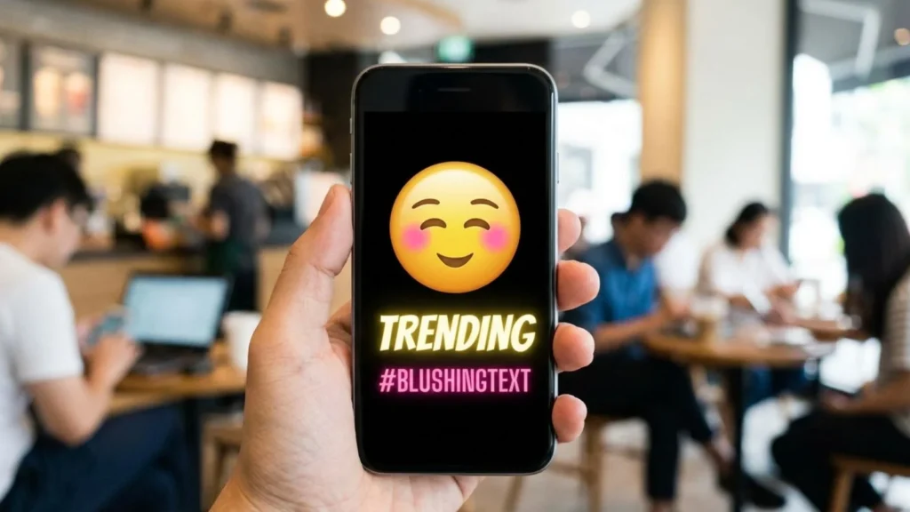 Trending Blushing Text Emoji